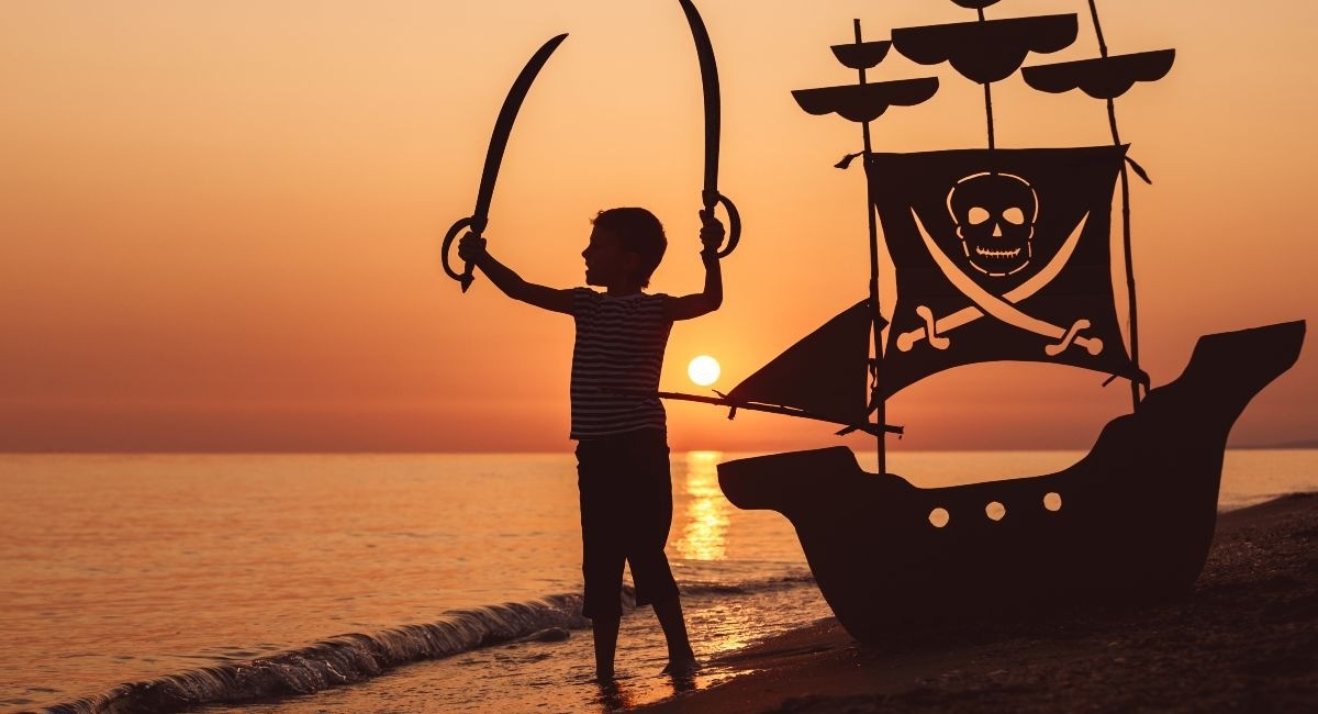 Kid dressed as pirate during family events at Pirates Week Cayman Islands festival
