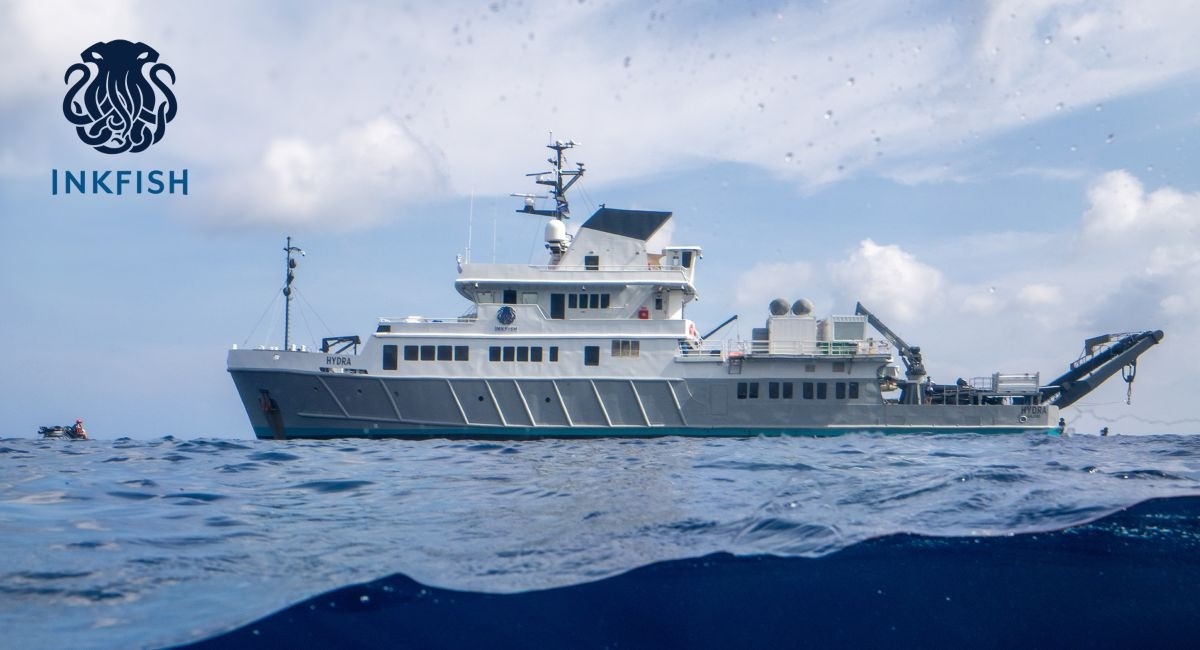 Hydra research vessel sailing in the water near Grand Cayman